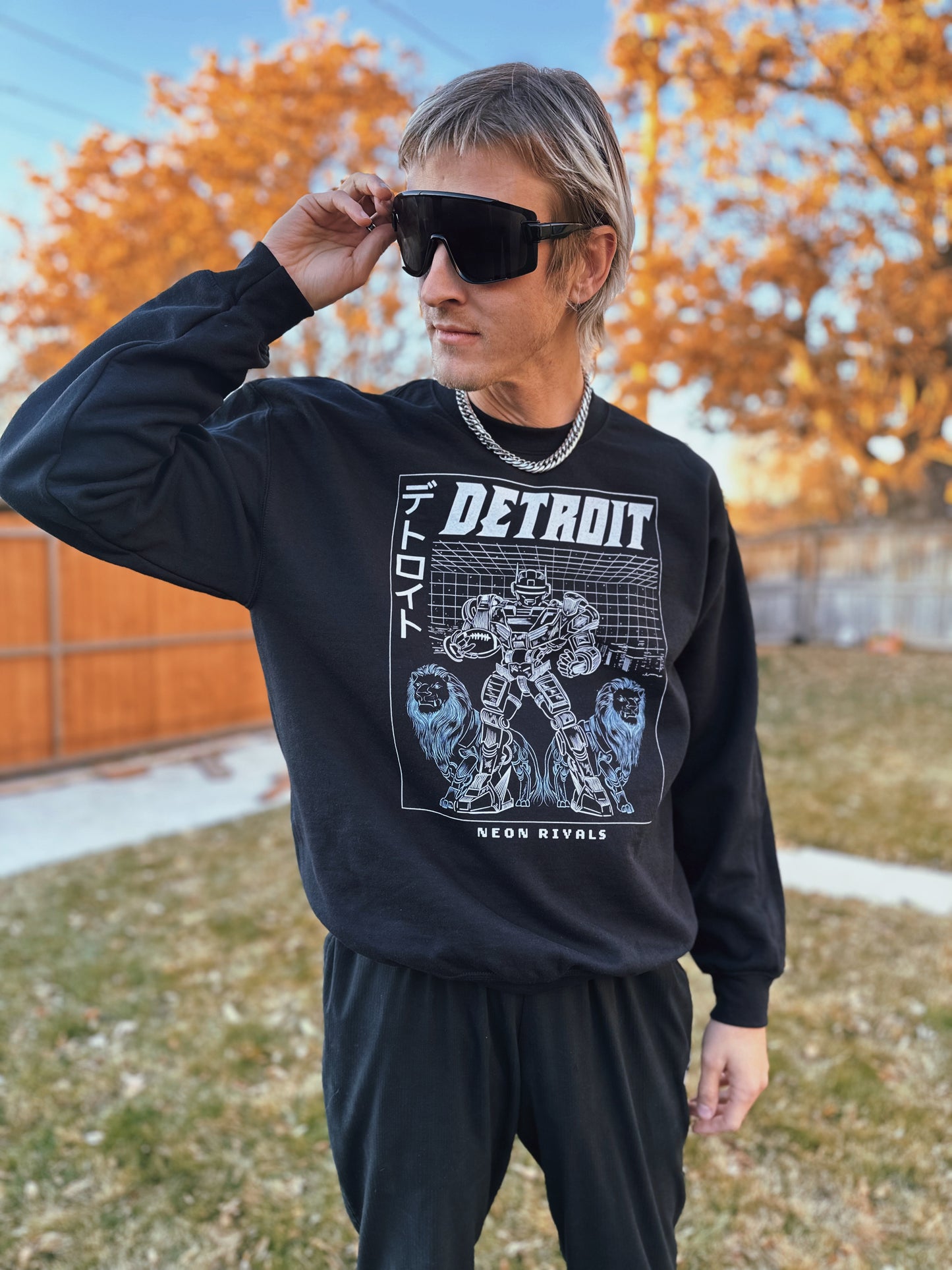 Detroit Football - Crewneck Sweatshirt - Dark Mode