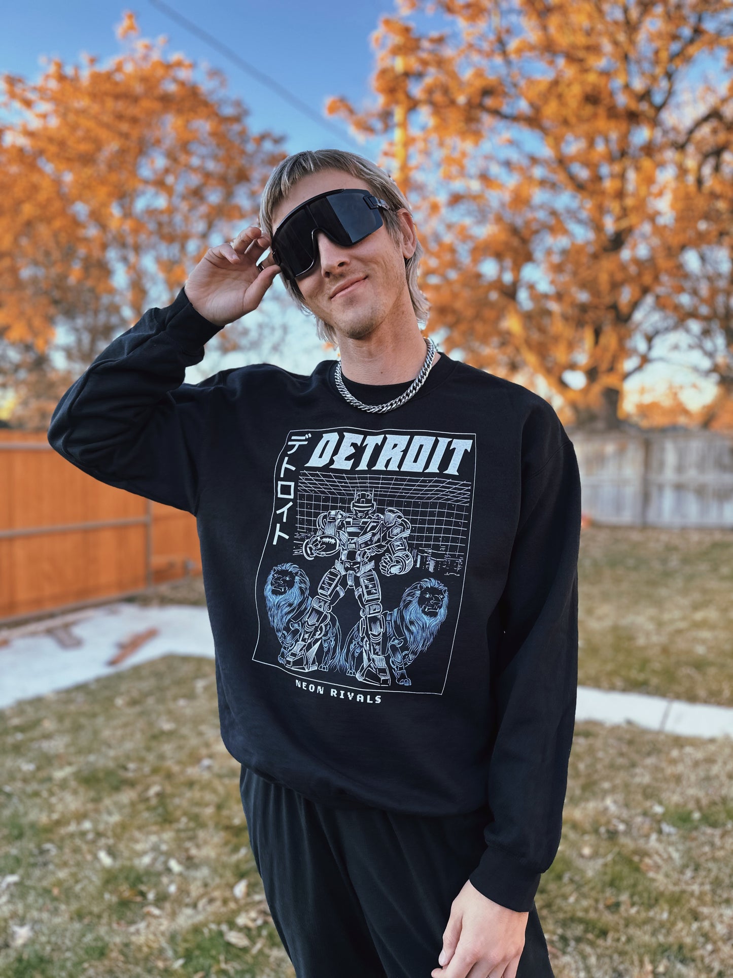 Detroit Football - Crewneck Sweatshirt - Dark Mode