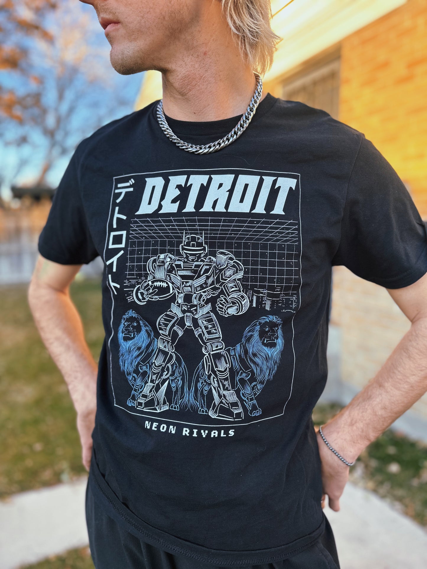 Detroit Football - Classic T-Shirt - Dark Mode